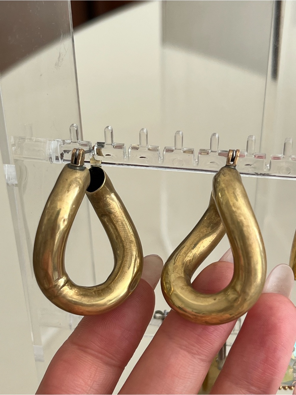 Chunky Brass Teardrop Hoop Earrings Laura Lombardi